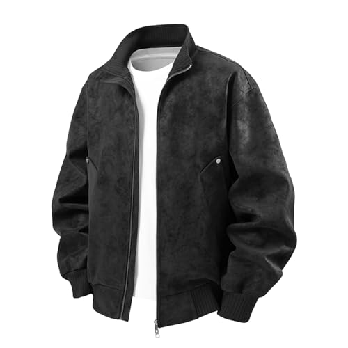 Cazadoras Hombre Entretiempo Chaqueta Cuero Suelta Olvida el Frío con Estilo