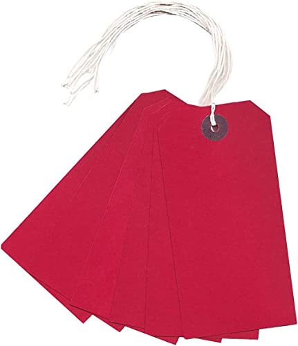 Etiquetas de color de 120 x 60 mm rojas con ojales reforzados pack de 1000