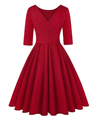 Image of MINTLIMIT Women's 1950s Retro Vintage Cocktail Party 3 /4 Sleeve Swing Dress