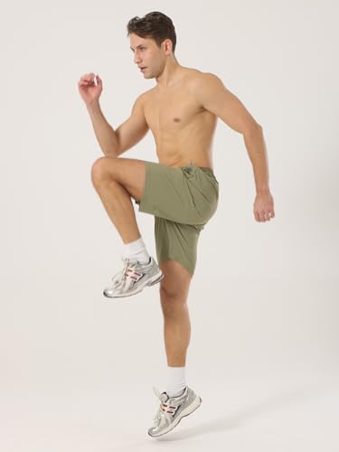 TXJ Sports Men's Athletic Shorts with Zipper Pockets 9" Running Shorts Men Quick Dry Gym Workout Short Lightweight Green — view 5
