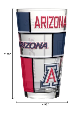 Image of Logo Brands NCAA oz Stained Glass Pint Glass - 3D Embossed Logo & Bold Team Colors - Durable Sports Fan Beer Glass for Home, Bar & Tailgates