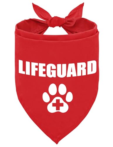 Cgvovgr Red Lifeguard Dog Bandana, Lifeguard Costume Pet Scarf Props, Service Dog Bandana for Pets Lovers Gifts