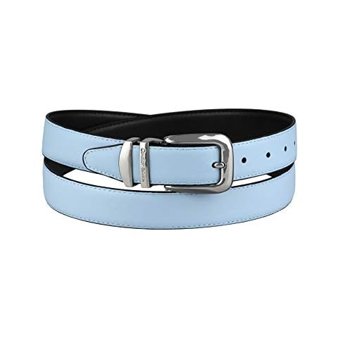 Concitor Reversible Belt Baby SKY BLUE Black Bonded Leather Silver-Tone Bckle 40 Cover