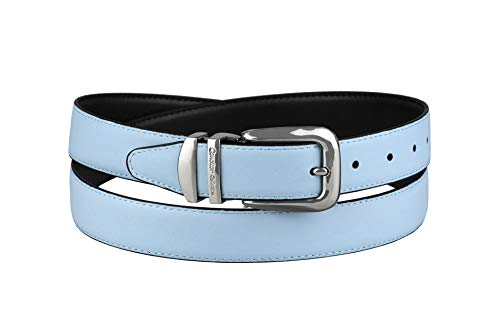 Reversible Belt Solid Colors & Black Bonded Leather Silver-Tone Buckle