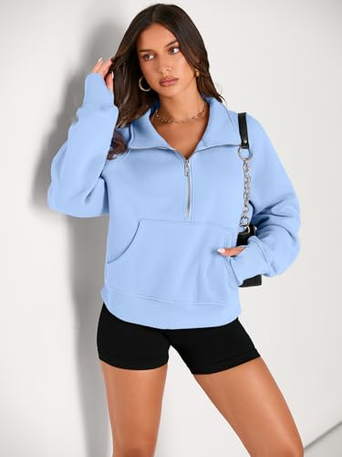 Image of AUTOMET Womens Sweatshirts Half Zip Cropped Pullover Fleece Quarter Zipper Hoodies 2026 Fall Fashion Outfits Clothes