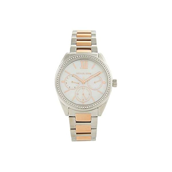 Michael Kors Dam Janelle multifunktion silverton rostfritt stål klocka MK7096, 2-ton, armband