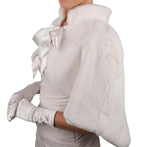 Image of LIMELIA Bride Wedding Faux Fur|Shawl Wrap Stole for Bride, Bridesmaid-Feather Scarf Fur for Evenings, Bridal Wedding Party