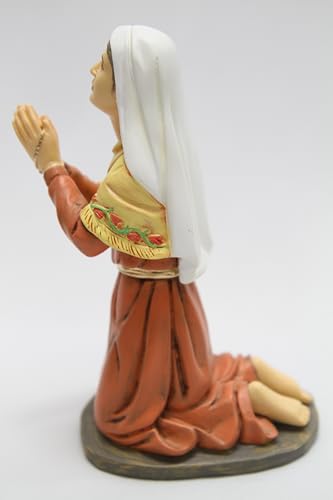 Estatua de San Bernadette de Lourdes en oración blanca miniatura 4