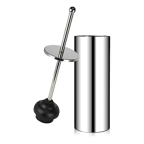 DOWRY Toilet Plunger with Holder for Bathroom,Powerful Efficient Force Suction Cup,Heavy Duty, Quick Dry Cover