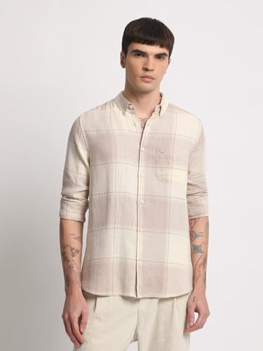 Image of The Bear House Men Cotton Checkered Slim Fit Shirt