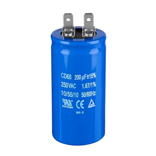 ZOWZEA 200uF/MFD CD60 Motor Start Capacitor 250VAC 50/60Hz for Electric Motor Starting