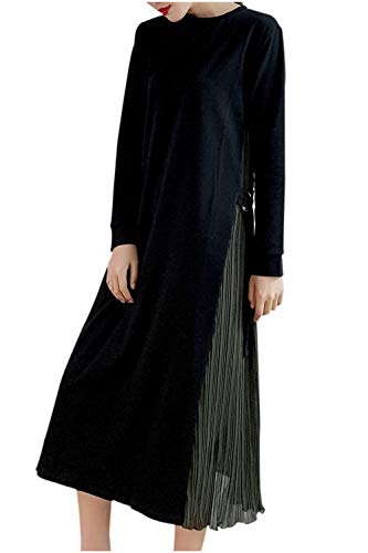 [ネコート] NC212BKKH-L-L ロングワンピース 切り替え 