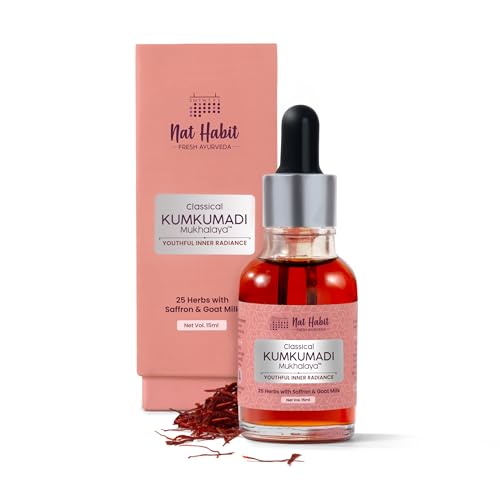 Image of Nat Habit Ayurvedic Kumkumadi Face Oil - Classical Kumkumadi Mukhalaya for Glowing & Young Skin, 15ml
