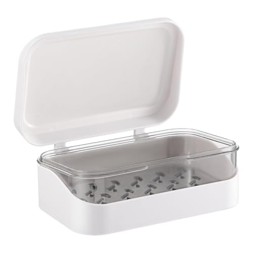 Operitacx Portasapone con coperchio e scolapiatti rimovibile, porta saponetta portatile da, portasapone da viaggio Portasapone rettangolare porta saponetta solida da bagno portasapone da lavandino