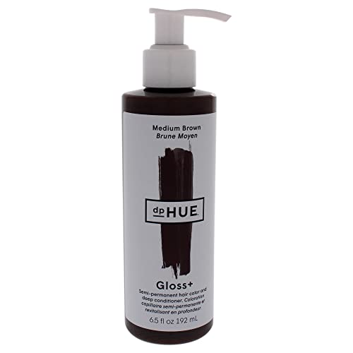 dpHUE Gloss+, Medium Brown - 6.5 oz (8-12 Applications) - Semi-Permanent Hair Color & Conditioner - Lasts Up to Eight Washes - Paraben, SLS & SLES Sulfate Free - Vegan, Leaping Bunny Certified