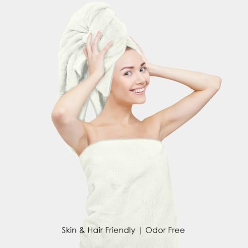 Image of HOUSSE Premium Microfiber Bath Towel - Extra Large 75x150cm Quick Dry Towels for Women Men & Kids | Super Soft Plush 550 GSM | Ultra Absorbent for Home Swimming Sports & Travel (White)