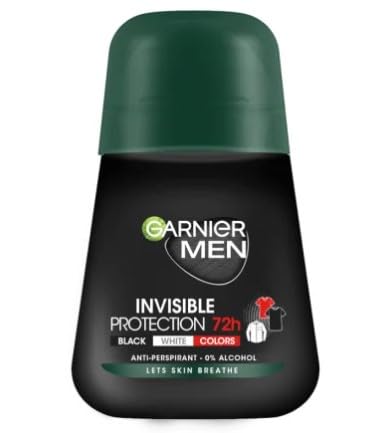 Garnier Men Invisible 72h Anti-Perspirant Roll-On, Black White & Colors, 50 ml (paquete de 6)
