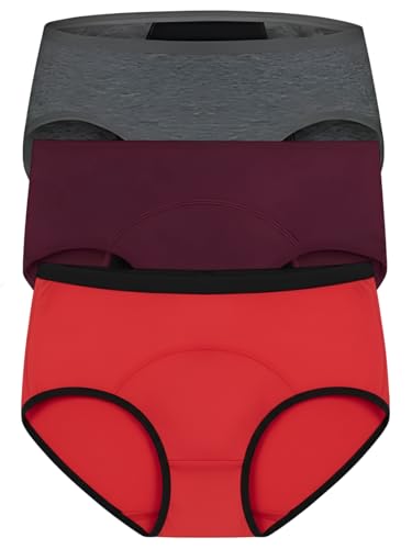 Image of Tedwoods Women's Leakproof Period Panty Pack of 3 | Reusable Menstrual Underwear | High Absorbency Cotton Briefs for Light, Medium & Heavy Flow