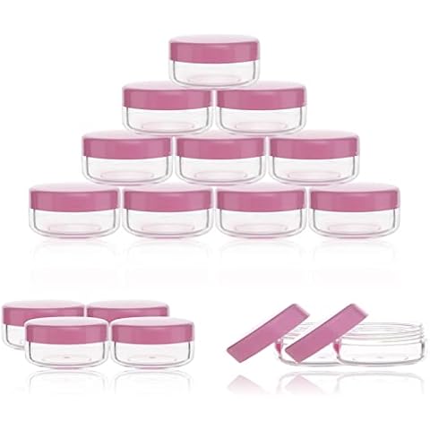 ZEJIA 10 Gram Cosmetic Containers 10pcs Sample Jars with Lids Plastic Makeup Sample Containers BPA Free Pot Jars(Pink) Cover