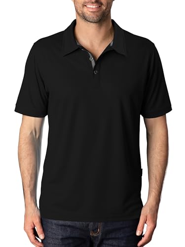 Image of FlowTech Men's Performance Polo Shirt DryMax Quick‑Dry Pinhead Texture Breathable Moisture‑Wick Odor‑Free