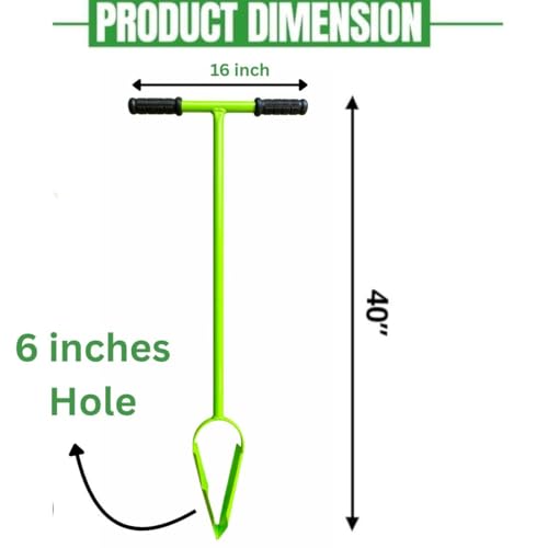 Image of Post Hole Hand Burma Borer Auger | Tool 4 Inch Manual Soil Drill for Planting Trees Fence Posts Gardening Digging Tool Durable Easy Use (Green)