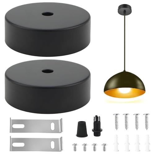 Embellecedor Lampara Techo,Rosetón de Techo de Metal,Rosetón Cilíndrico,Embellecedor para Lámpara Negro,Accesorios para lámpara,para el Montaje Lámparas Techo,Iluminación Colgante, Luces de Pasillo