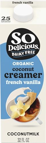 So Delicious Dairy Free Coconut Milk Creamer, French Vanilla, Vegan, Organic, Non-GMO, Creamy Plant...