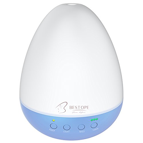 BESTOPE Essential Oil Diffuser 350ml Portable Ultrasonic Diffusers Cool Mist Aroma Humidifier with 8 Colar LED Lights - Waterless Auto Shut-off and Adjustable Mist Mode