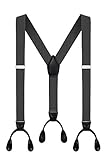 Moulen Men's Y-Back 1.4 Inches Wide Button End Elastic Adjustable Suspenders, Gray