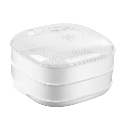 UTHCLO 電子レンジ対応二蒸し器 蓋付きキッチンツール 蒸気付き透明カバー 家用耐熱蒸し器 ご飯や野菜の蒸し調理に便利