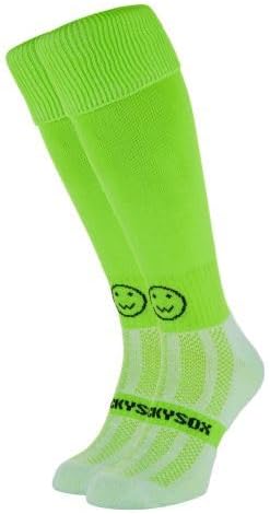 WackySox - Bright Green Knee Length Rugby Socks Sports Socks for Men and Women Womens Sports Socks Mens Socks Walking Socks for Riding Hockey Football Running and Other Sports Activities