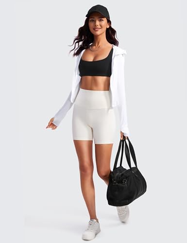 CRZ YOGA Butterluxe Spaghetti Strap Sports Bras for Women - Square Neck Yoga Wireless Low Coverage Padded Cami Crop Top3