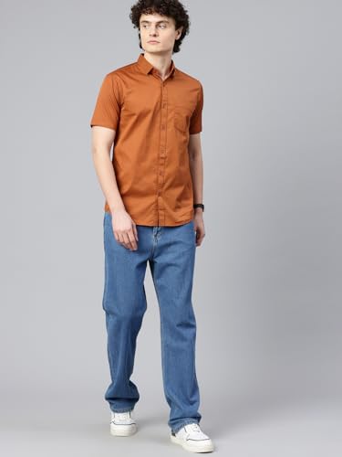 Image of Majestic Man Slim Fit Pure Cotton Half Sleeve Solid Casual Shirt