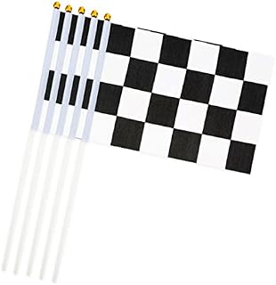 Screst 10PCS 14x21CM Racing Flag Polyester Classic Black White Flag Checkered Racing Flag Banner Racing Flag Handheld Flag, one size