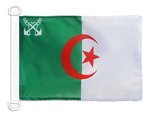 AZ FLAG - Algeria Naval Ensign Nautical Flag - 18'' x 12'' - For Outdoor and Boat - Algerian War Banner Knitted Polyester with Two Plastic Rings - Vivid Colors - 12x18 in - 45x30 Cm — image 1