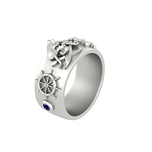 Chevalière crâne avec épées croisées bijou argent rock texturé