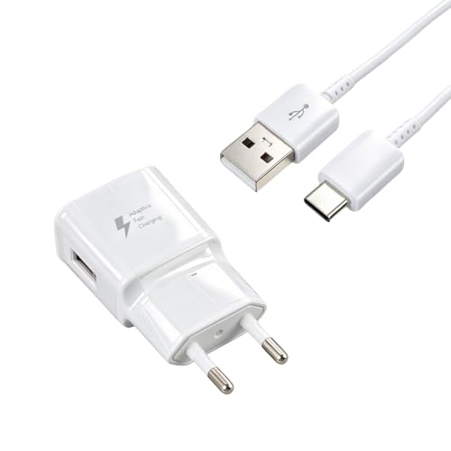 HoxzoDa Caricatore Rapido USB C, Cavo USB C con Caricatore da Parete, Compatibile con Samsung Galaxy A55 A54 A53 A35 A34 A33 S22 S21 S20 S10 Note 20, 1,2 m Caricatore Veloce QC3.0