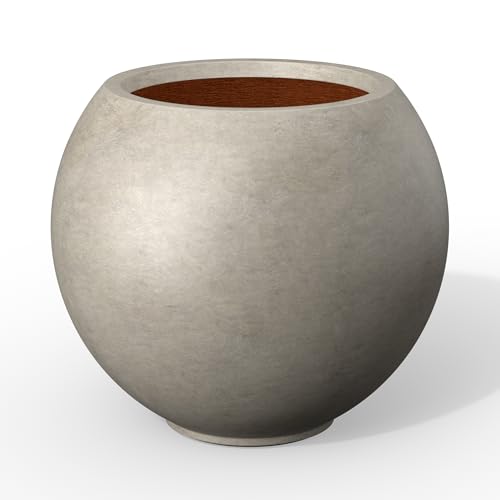 Kante Round Concrete Flower Pot,11 Inch Dia (7.9' Opening) Sphere Shape Design Planter with Drainage...