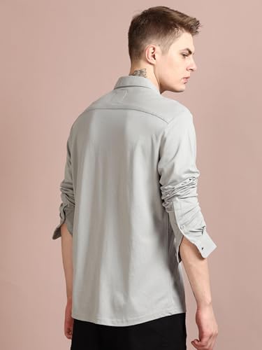 Image of StitchX Men's Cotton Pique Regular Fit Full Sleeve Solid Knitted Shirt XS-2XL