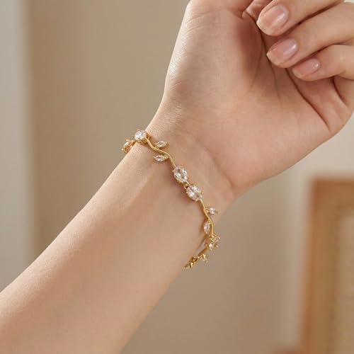 Image of MIRAYHA VIral Tulip Bracelet for Women | Bloom Floral Tulip With Crystal Stones For Women & Girls| Gift for Girlfriend & Wife|Romantic Floral Crystal | Cute Aesthetic Korean Jewellery
