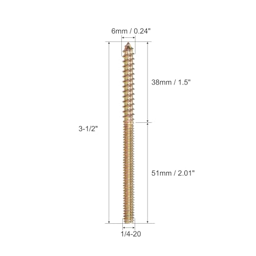 Image of uxcell 1 /4-20x3-1 /2 Hanger Bolts, 16pcs Double Ended Screws Wood Dowel Screws for Furniture
