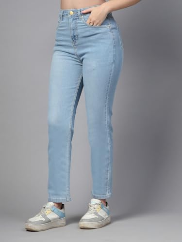 Image of Style Quotient Women Tinted Blue HIGH Rise Straight FIT Jeans