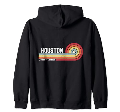I Love Houston Personalizado Retro Sunset Primer Nombre Sudadera con Capucha