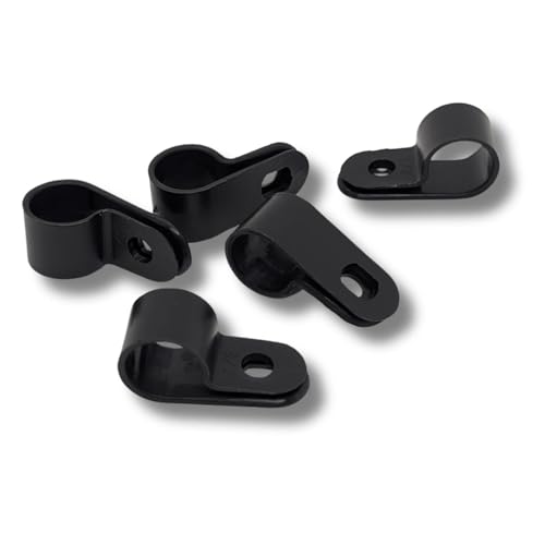 Lumonic Cable Management P-Clips, 100 pieces for 12mm Cable, Nylon Black, 12 mm