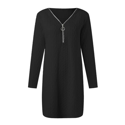 Robe ample manches longues col zippé fluide pour un look chic sans effort
