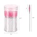 100 Pcs Disposable Mascara Wands, Crystal Eyebrow Spoolies Brush for Eyelash Extensions, Makeup Applicators Kits Eyelash Brush with Container (Pink)