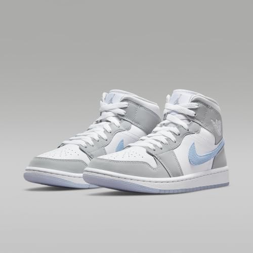 Image of Air Jordan 1 Mid Women's Shoes (White /Wolf Grey /Aluminum)