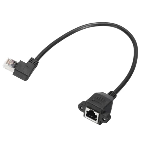 MECCANIXITY Male to Female 5e Network Extension Cable M3 12 Inch Length Bend Left for Home Office Networks with Ears