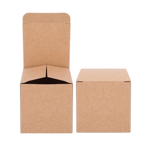 Lot de 50 boîtes à dragées de fête en papier kraft avec couvercles - Kit de boîtes à dragées pliables rétro pour travaux manuels, mariage,...