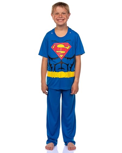 DC Comics Superman Pajamas Boys Short Sleeve Shirt and Pant Set with Detachable Cape PJs4